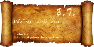 Béky Terézia névjegykártya